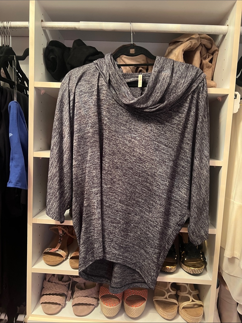 Olivia Moon Heathered Gray Cowl-Neck Pullover